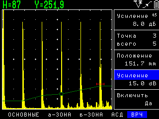 Ультразвуковой дефектоскоп УД2В-П46. Функция ВРЧ